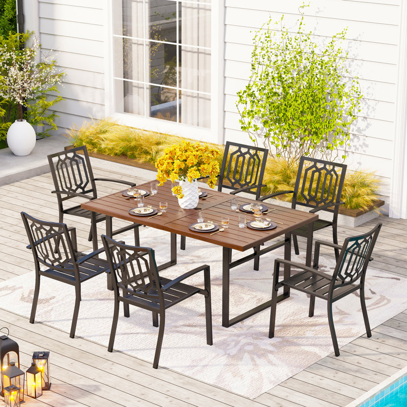 Argyri 6 - Person Patio Dining Set with Rectangular Table