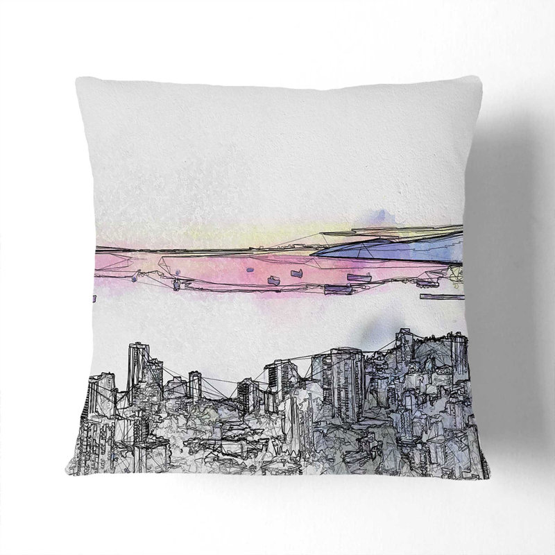 Vancouver Canada Skyline Cushion with Filling, Black, 55cm H x 55cm W x 20cm D
