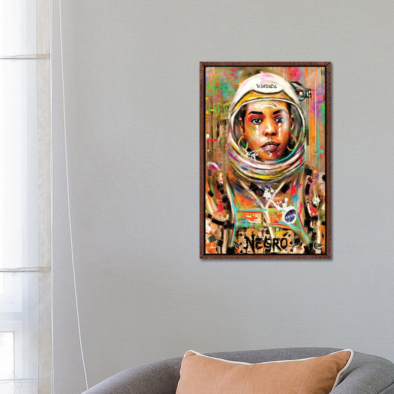 Space Negro by Crixtover Edwin - Wrapped Canvas Print, 66.04 cm H x 45.72 cm W, Classic Brown Wood Framed