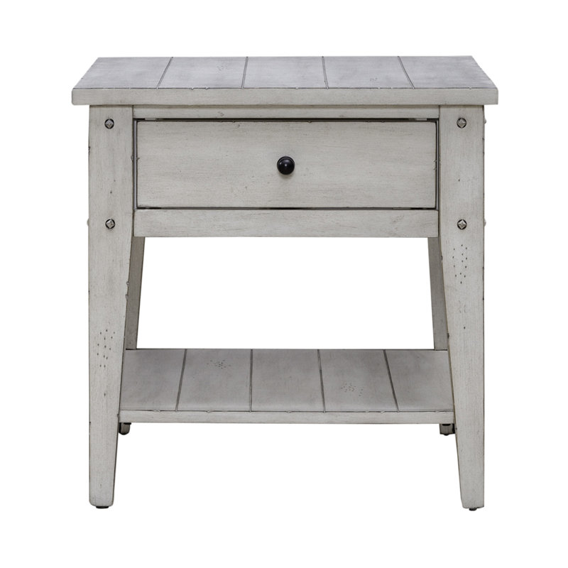 Laron End Table w/ 1 Drawer & Tapered Legs, White