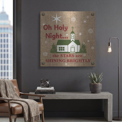  «Christmas On Burlap 5» par Jean Plout, art mural en métal, 36 po x 36 po