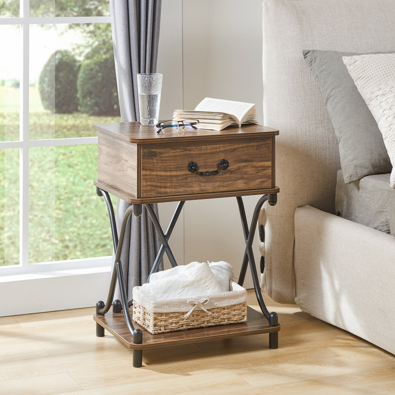 Kempst 17.7'' W Metal Nightstand, Set of 2, Brown