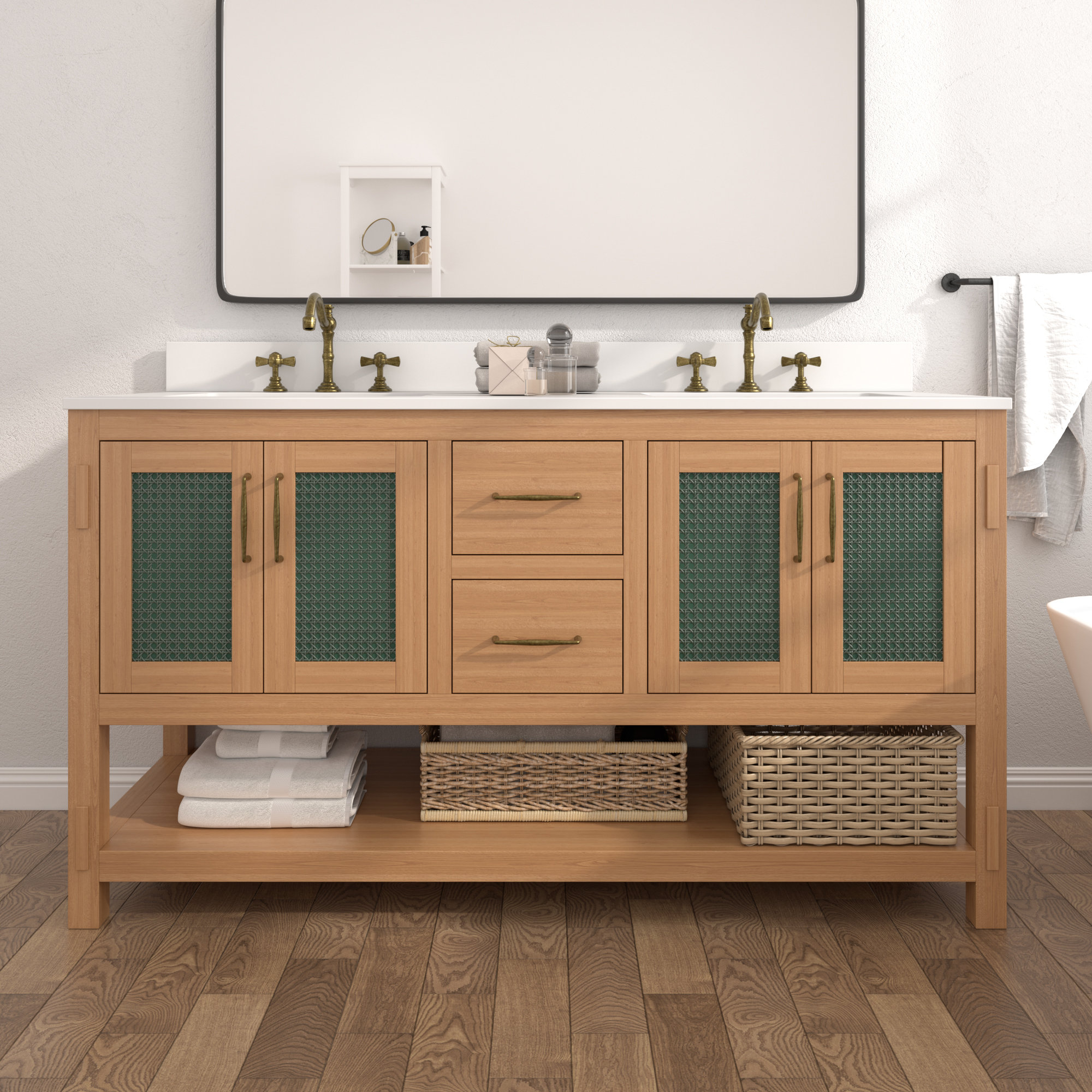 Red Barrel Studio® Kyonia 60'' Double Bathroom Vanity with Quartz Top ...
