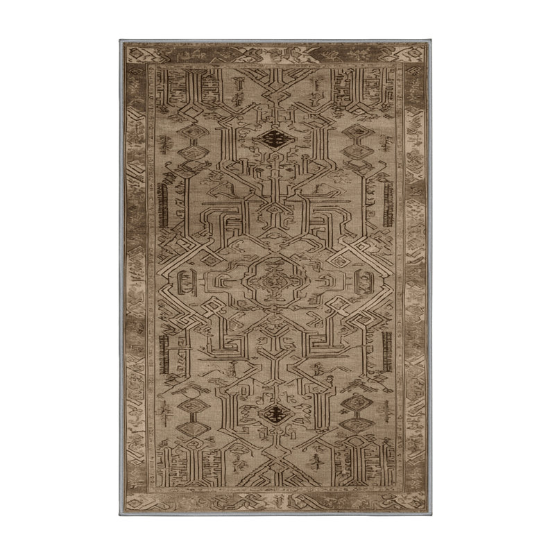 Machine Washable Art Deco Gray Area Rug