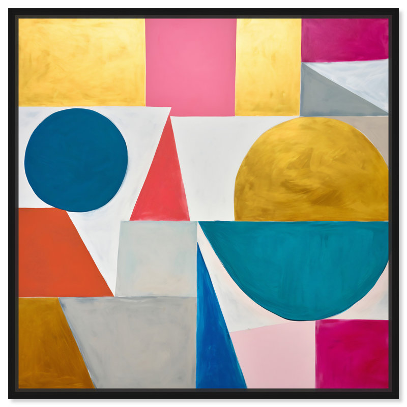 Luxury Geometry Canvas Retro Geometric Abstract Wall Art by Art Remedy, Black Framed, 13" H x 13" W