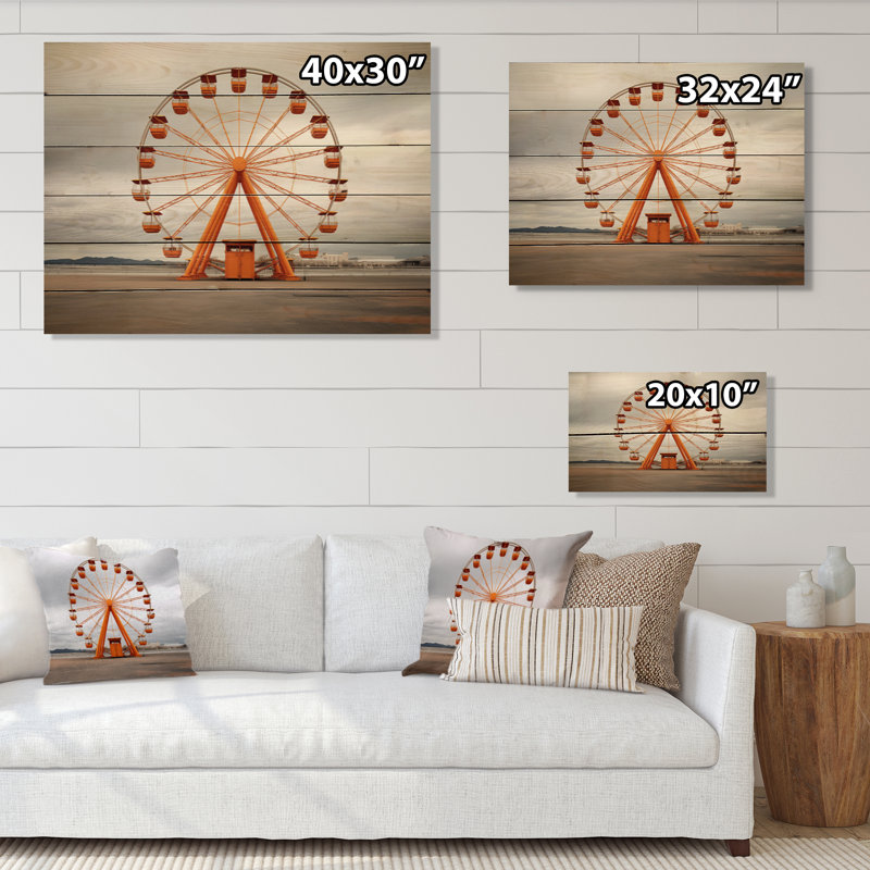 «Orange Ferris Wheel Spinning Stories» sur impression sur bois, H 30 po x l 40 po x P 0,78 po