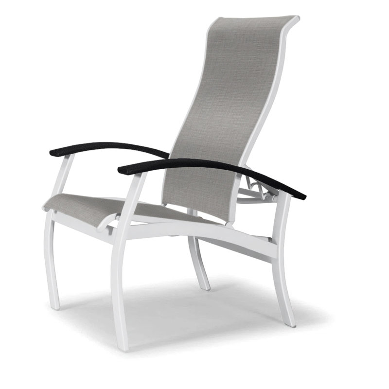 Chaise de patio Askar, Noir, Alliage Sunbrella®, Blanc brillant