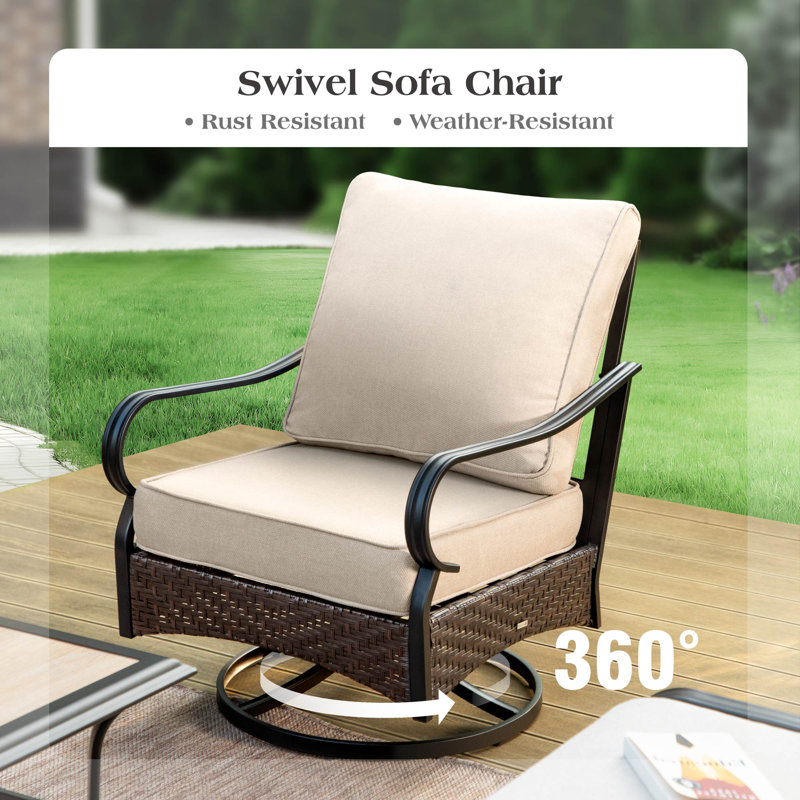13-Person Outdoor Patio Furniture Set Including A Patio Conversation Set With Swivel Lounge Chairs & A Patio Dining Set With An Umbrella