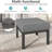 Set Of 2 24" Aluminum Patio Ottomans With Dark Gray Cushions, All-Weather Footrests