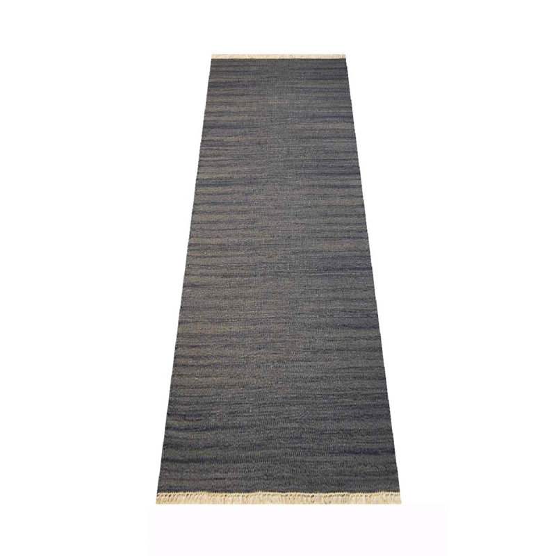 Alithea Hand Woven Flat Weave Kilim Wool Eco-Friendly Area Rugs - Runner, Silver Color, Plain Solid Design, Low Pile Handmade Area Rugs for Living Room, Bed Room