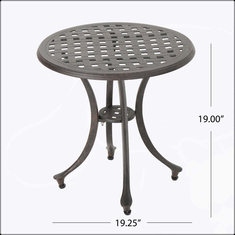 Table d'appoint d'extérieur en fonte d'aluminium durable, parfaite pour le patio et le jardin, finition bronze classique