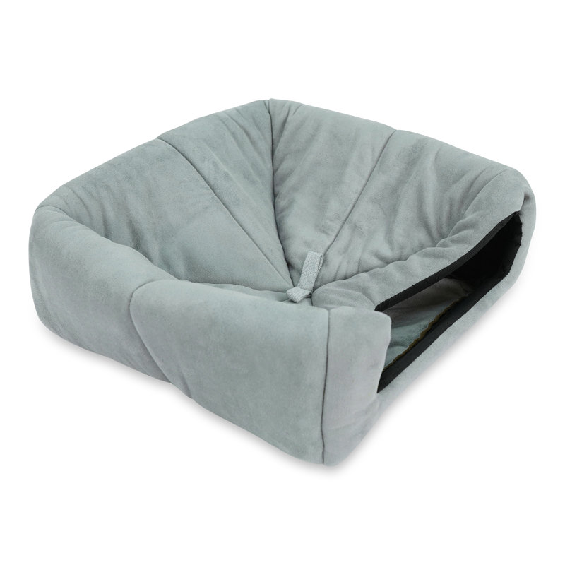 Lit pour chien à capuche, Gris, Moyen (l 16,5 po x P 16,5 po x H 16,5 po)