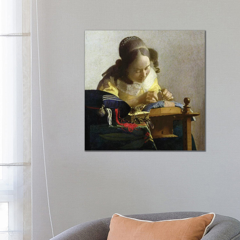 The Lacemaker, 1669-70 by Johannes Vermeer - Wrapped Canvas Painting, 66.04 cm H x 66.04 cm W x 3.175 cm D