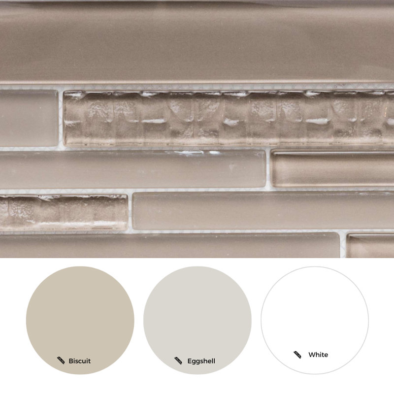 Karma Straight Edge Glass Mosaic Sheet Tile, Taupe