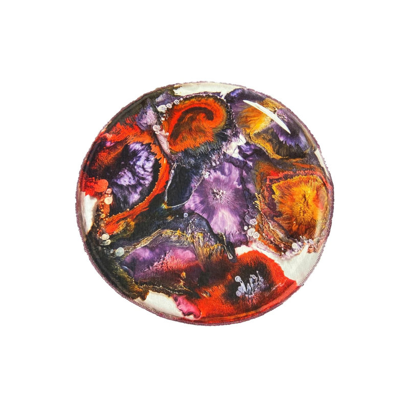 Abstract Pattern Decorative Non-Slip Base Diameter Washable Carpet, Round 4'