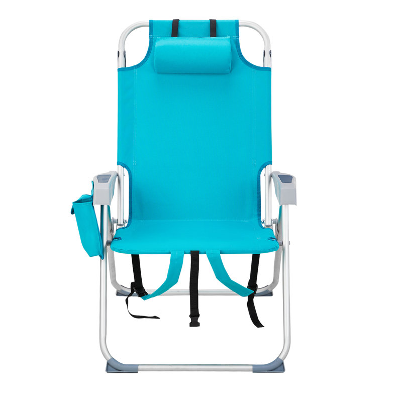 Lemon Pattern Aluminum Folding Backpack Beach Chair, Teal