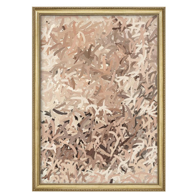 Décoration murale neutre encadrée, motif abstrait coup de pinceau rustique contemporain