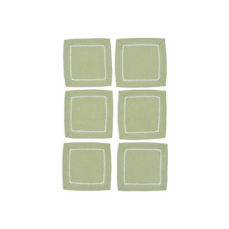 Inverted Picot Edge Cocktail Napkin, Sage