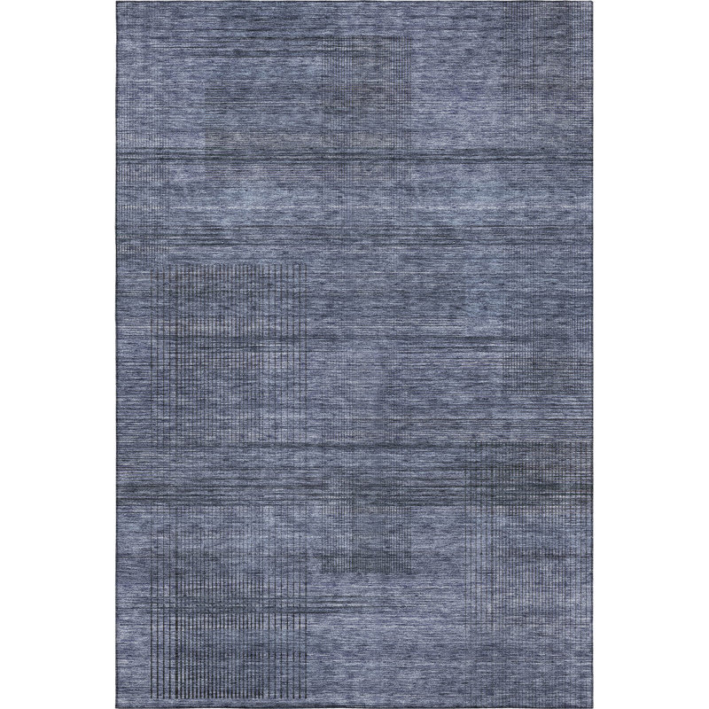 Premium Machine Washable Prisco Navy Rug, Rectangle 10' x 14'