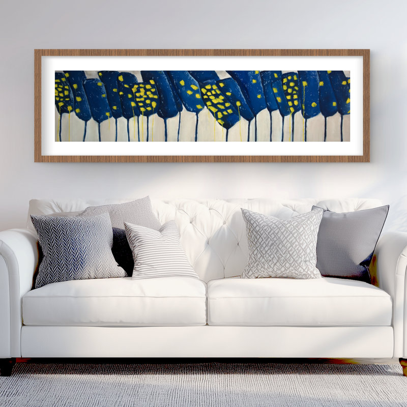 Fleurs bleues abstraites - reproduction encadrée mat pour la décoration intérieure