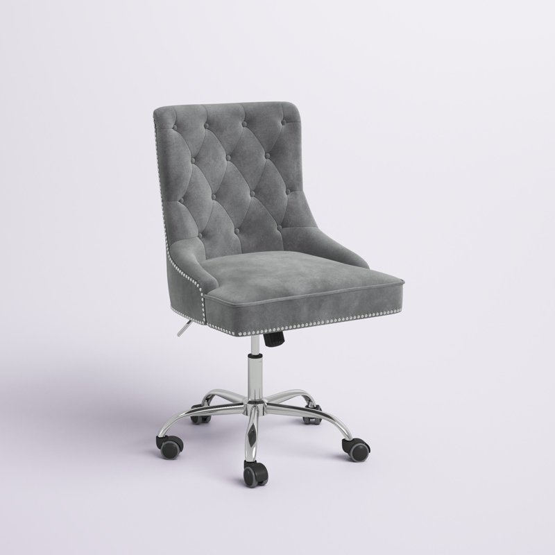 Fauteuil de conférence en velours Troy, Gris, Chrome
