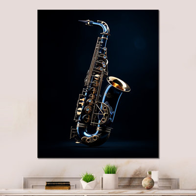 «Saxophone Midnight Blue I» sur métal