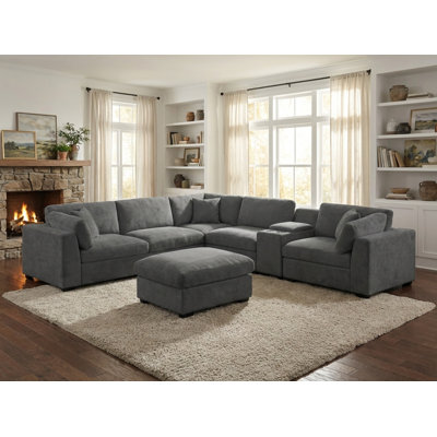Canapé modulaire surdimensionné rembourré, canapé modulaire Cloud avec repose-pieds et console