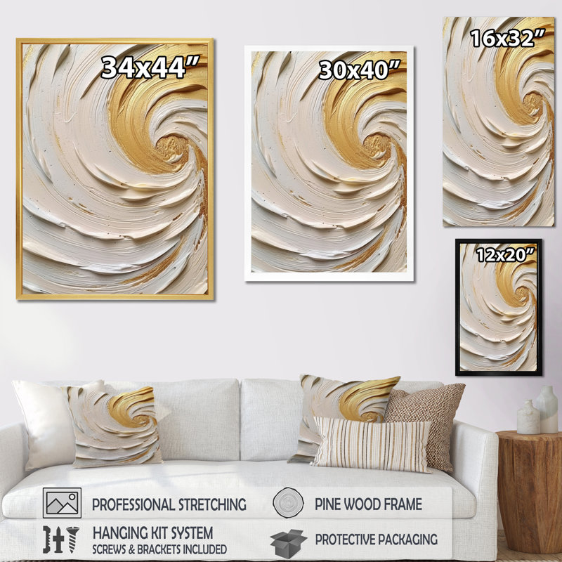 Tourbillon éternel doré IV sur toile, Toile tendue, H 32 po x l 24 po x P 1 po