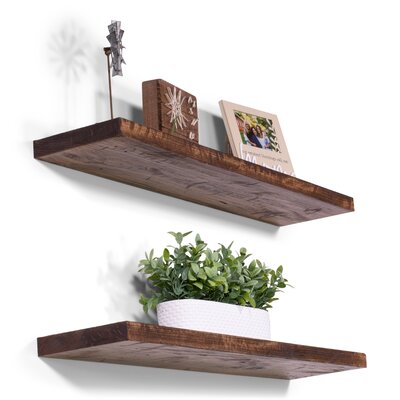 Gracie Oaks Carbonville 2 Piece Poplar Floating Shelf & Reviews | Wayfair