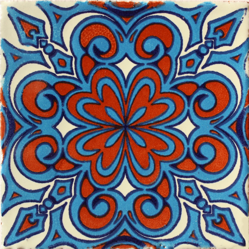 Carreaux mexicains 4,2 "x 4,2" 9 pièces TalaMex Rosales Talavera