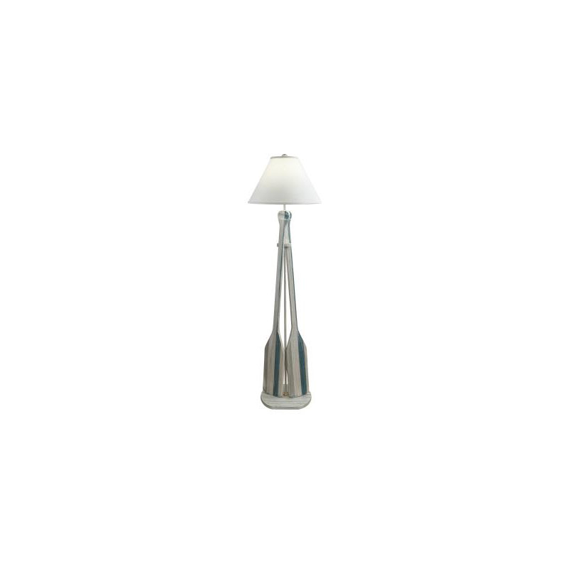 Nautical Stripe 2-Paddle Floor Lamp, Cream/Teal