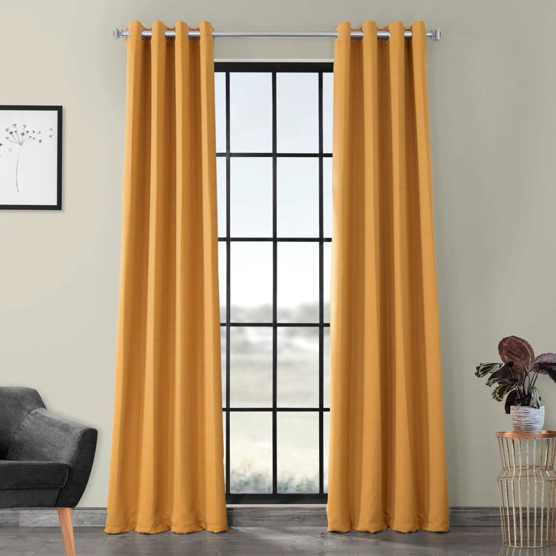 Room Darkening Grommet Single Curtain Panel, 50" W x 120" L, Marigold