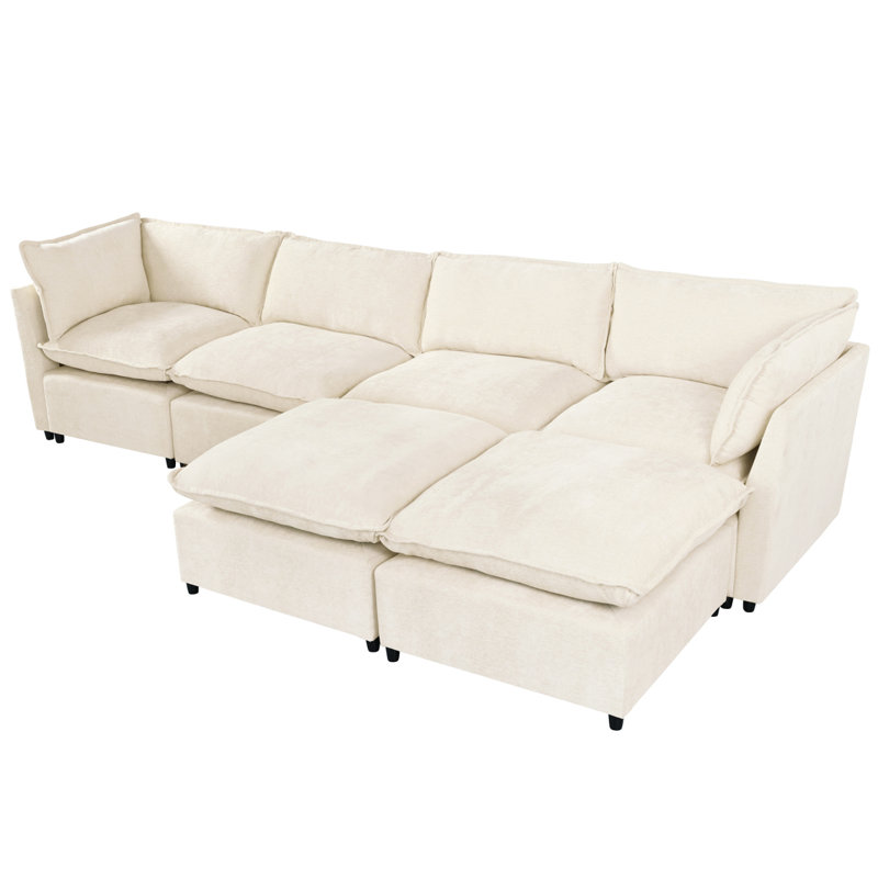U_ Grand canapé modulaire en forme de U, grande méridienne avec repose-pieds amovibles, canapé modulaire convertible en forme de L avec passepoil élégant, espace spacieux
