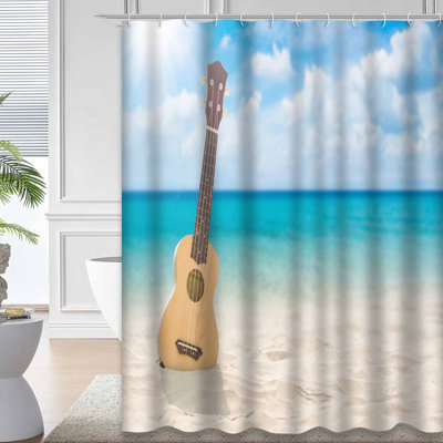 Guitar Sand Beach Bright Sun Music Sea Summer Tropical with 12 Hooks