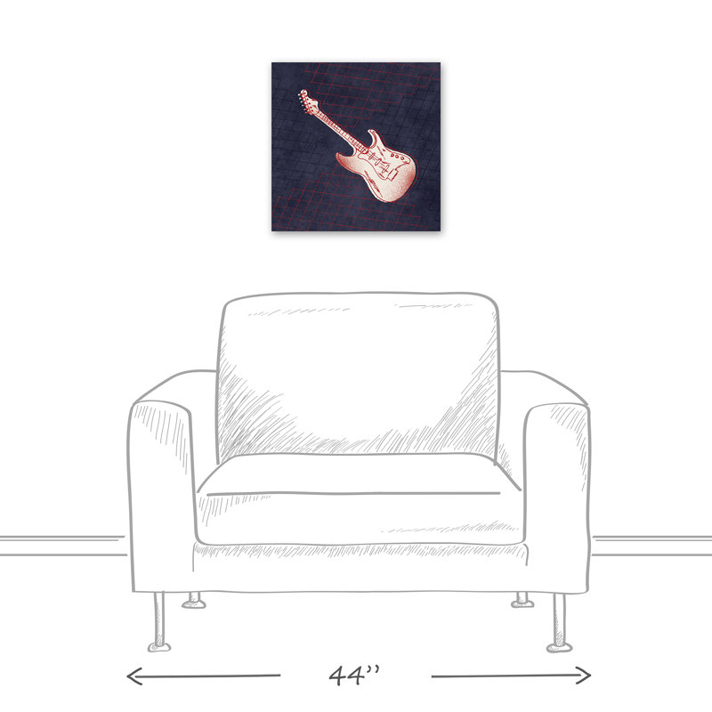 Art sur toile tendue guitare Morabito, H 12 po x l 12 po x P 1,25 po