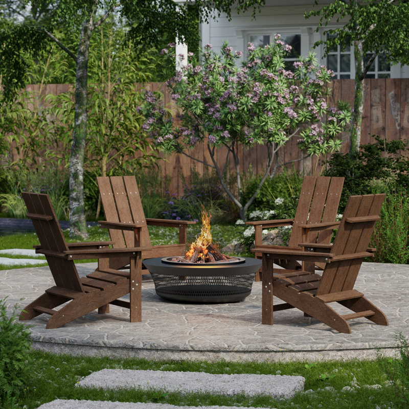 Freedom 4-Piece Modern Adirondack Conversation Set, Tudor Brown