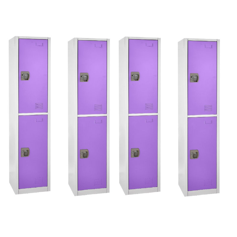 12'' Wide Purple Steel 2-Tier Ventilated Lockers Set