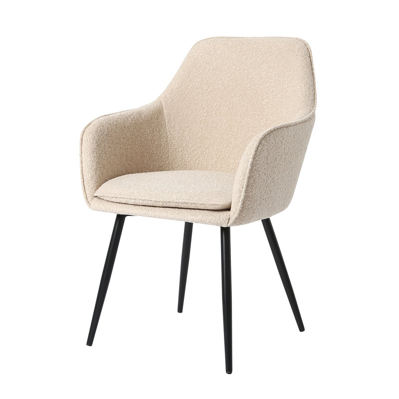 Pugliese - Pair of Boucle Accent Chair - Cream, Black