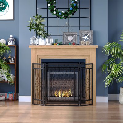 Pare-étincelles pliable à 3 panneaux, pare-étincelles en maille de métal pour foyer au bois, 49,5 po x 31,5 po, noir