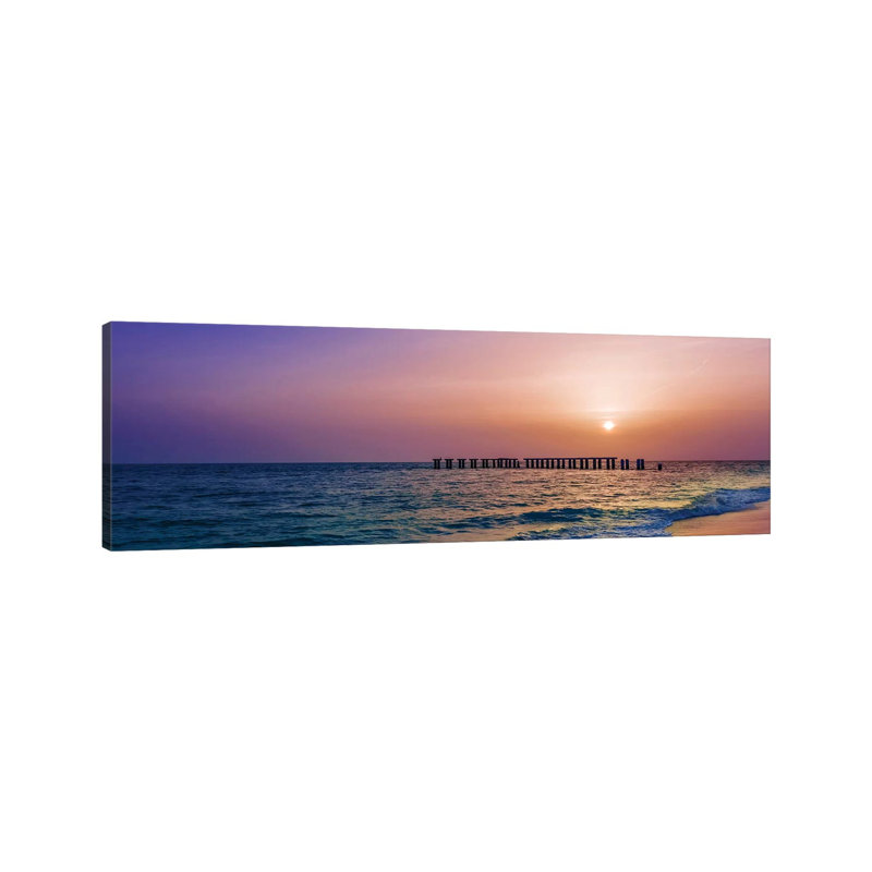 Gasparilla Island Sunset Panorama 1 Piece Wrapped Canvas Panoramic Wall Art, 121.92 cm H x 40.64 cm W x 3.175 cm D