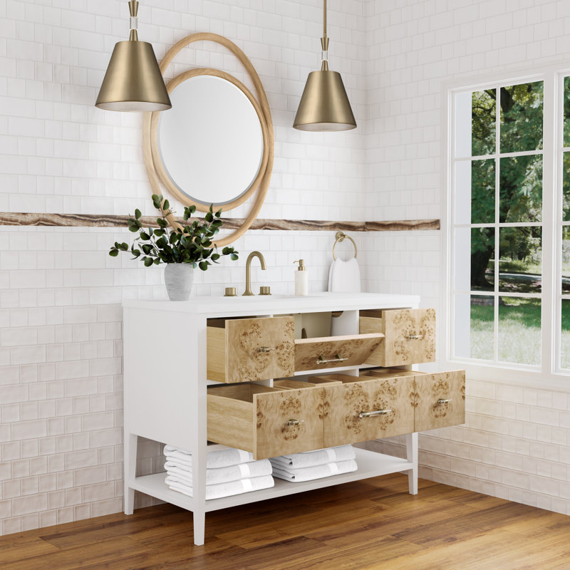 Olena 48'' W Single Vanity, 8" Widespread, White Zeus 