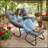 Dark Gray Egg Rocking Chair with Ottoman, All-Weather Wicker and Plush Cushions for Ultimate Relaxation-19737291