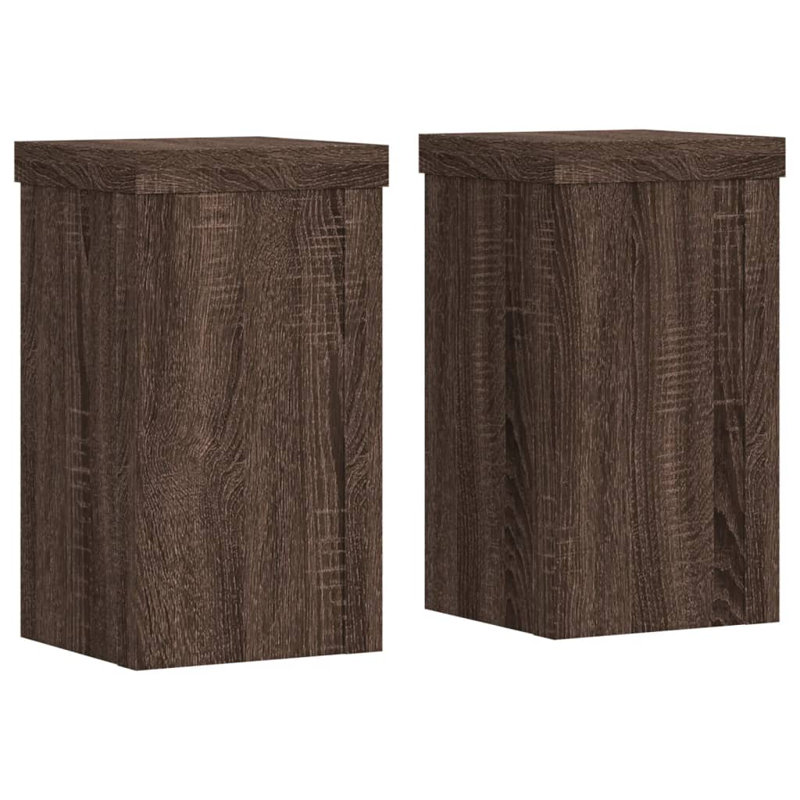 Plant Stand - Set of 2, Brown Oak/Look, 18cm H x 10cm W x 10cm D