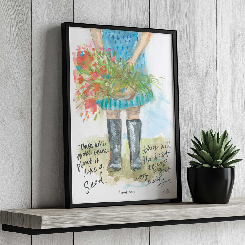 «Plant It Like a Seed» par Jessica Mingo, reproduction d'art, 12 W x 18 H, Tan, Framed Print