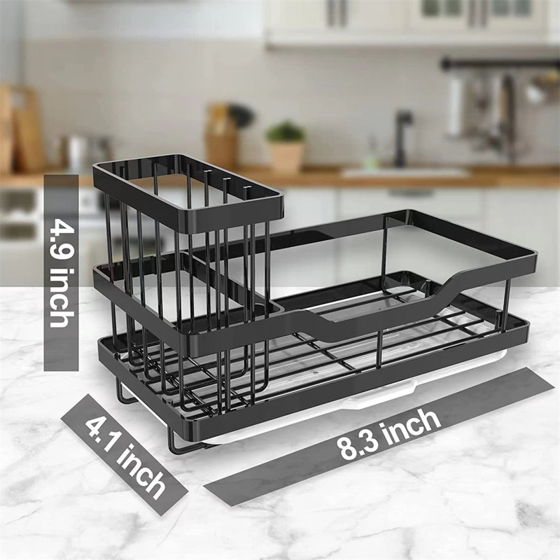 Support pour évier de cuisine en acier inoxydable avec ramasse-gouttes et support en éponge