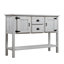 Console 46 po en bois de pin massif rétro blanc antique, armoire de rangement avec deux tiroirs, armoires et tablette inférieure pour la cuisine, la salle à manger, le salon, l'entrée-133524005