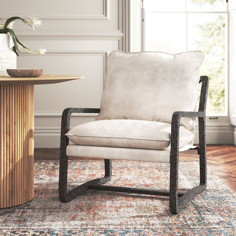 Windy Upholstered Armchair, Cream Polyester, Gray