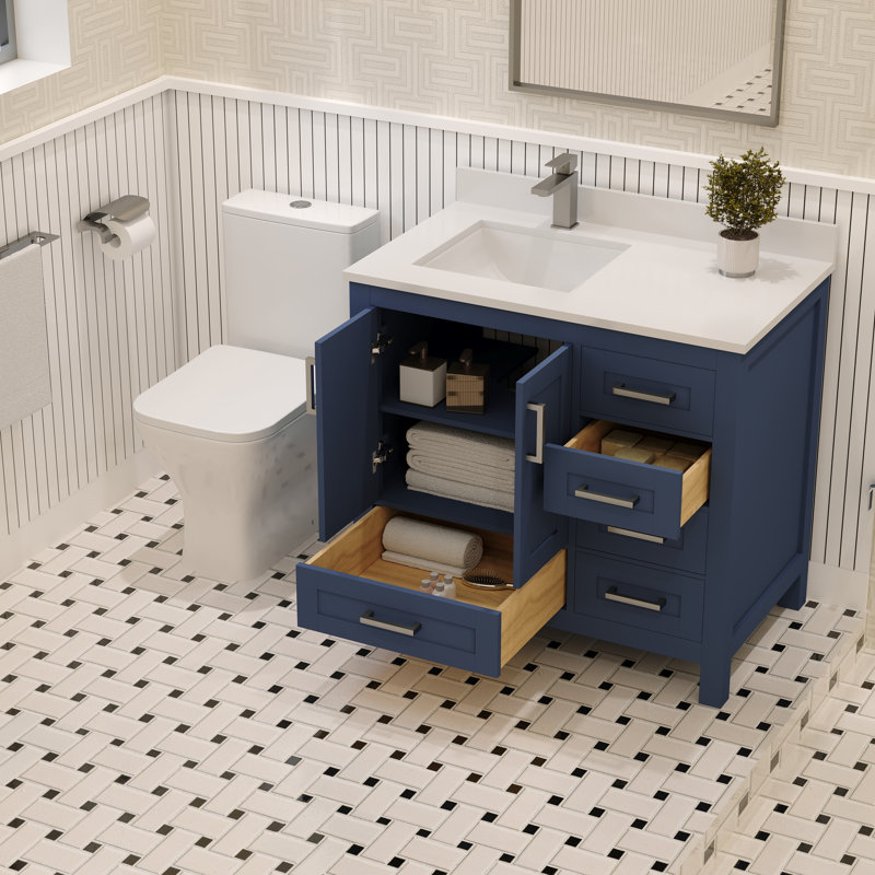 Base de meuble-lavabo simple 35 po Rooh, Bleu marine