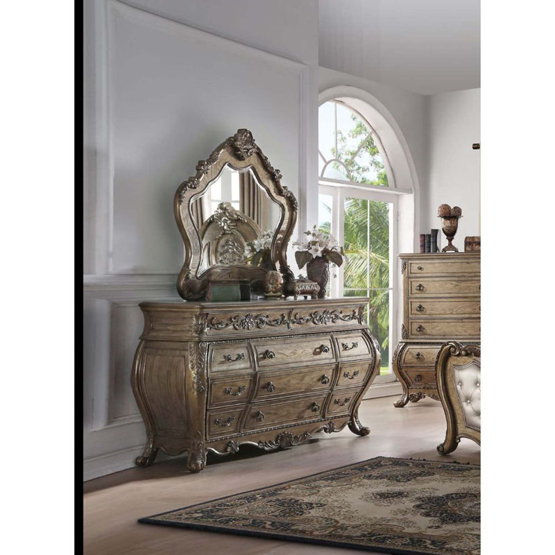 Commode 11 tiroirs Ragenardus, finition chêne rétro, Chêne rétro