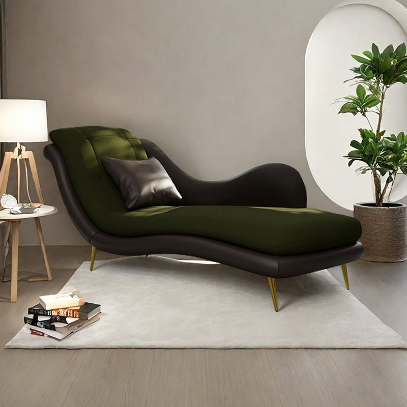Chaise longue Robichaux , Orienté à gauche (vu de face), Green/Dark Brown